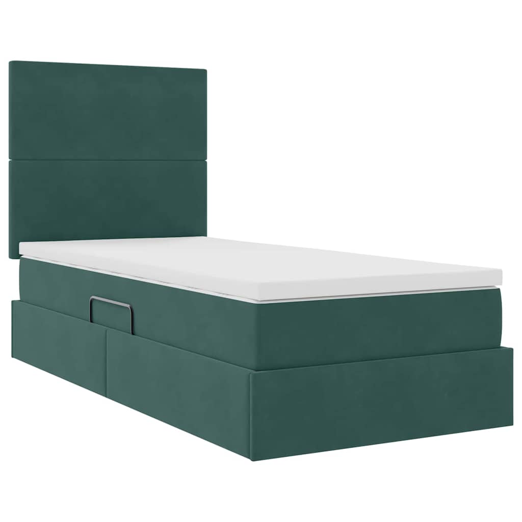Letto con contenitore e materasso Verde Scuro 90 x 200 cm