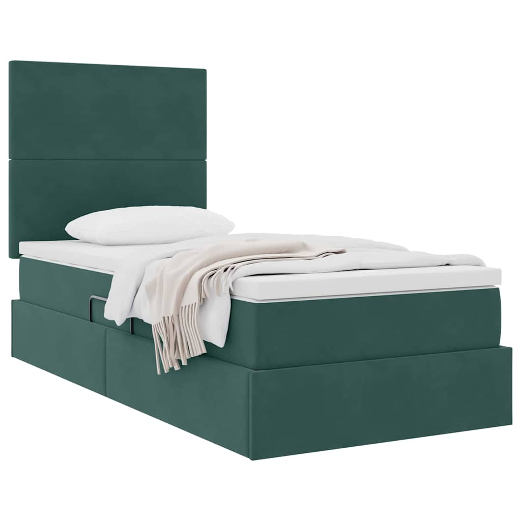 Letto con contenitore e materasso Verde Scuro 90 x 200 cm