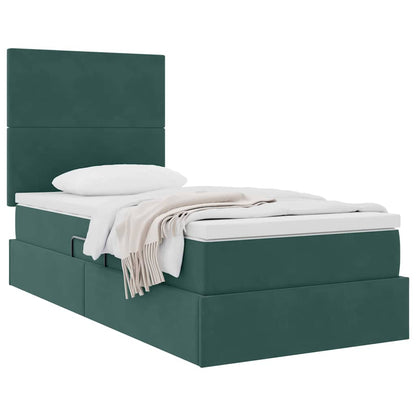Letto con contenitore e materasso Verde Scuro 90 x 200 cm
