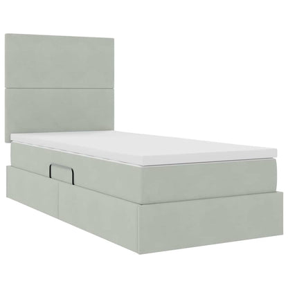 Letto con contenitore e materasso Grigio chiaro 100 x 200 cm