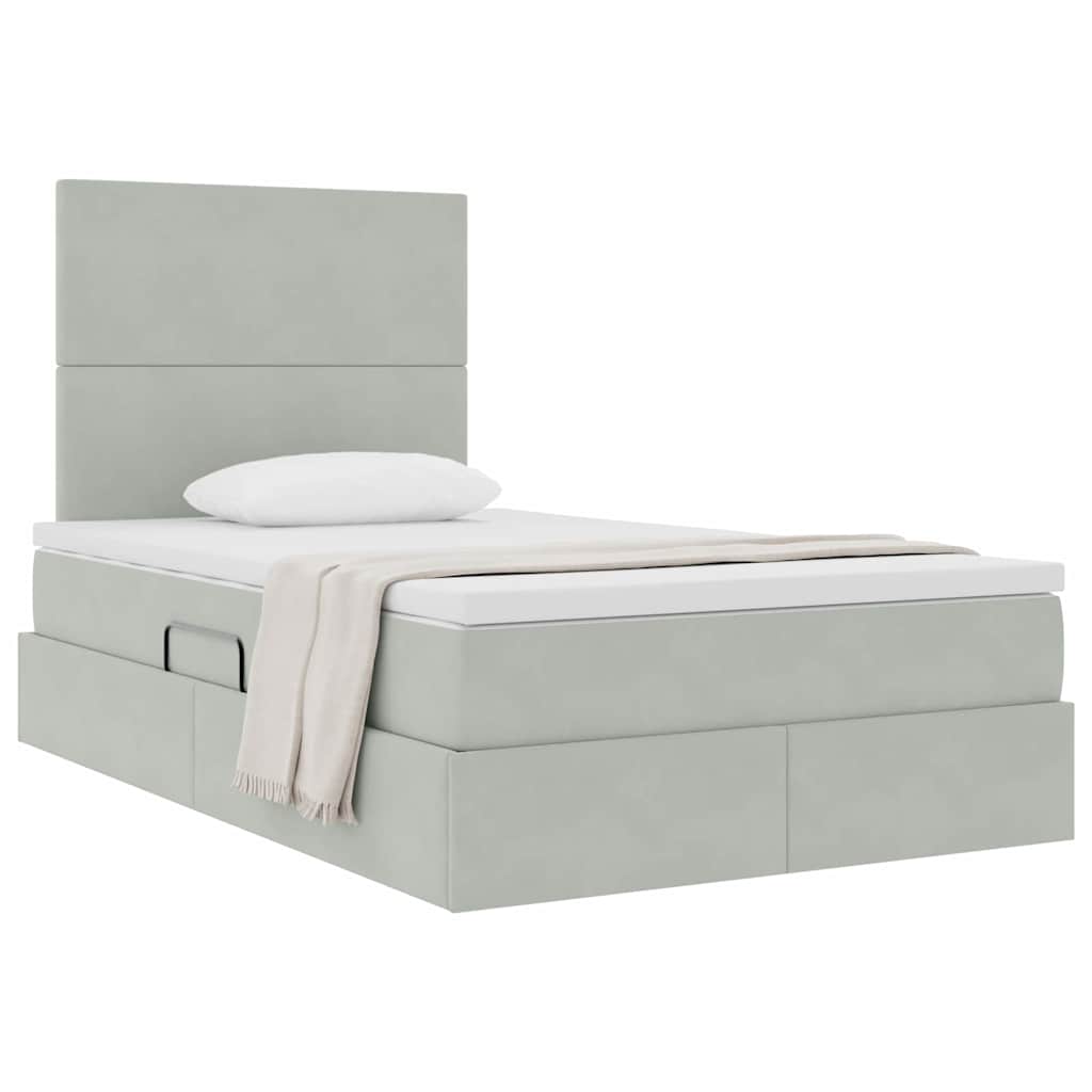 Letto con contenitore e materasso Grigio chiaro 120 x 190 cm