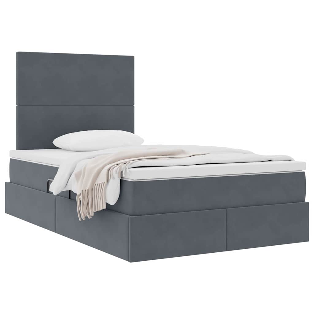 Letto con contenitore e materasso Grigio scuro 120 x 190 cm