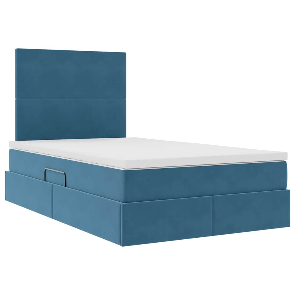 Letto con contenitore e materasso Blu 120 x 190 cm Velluto