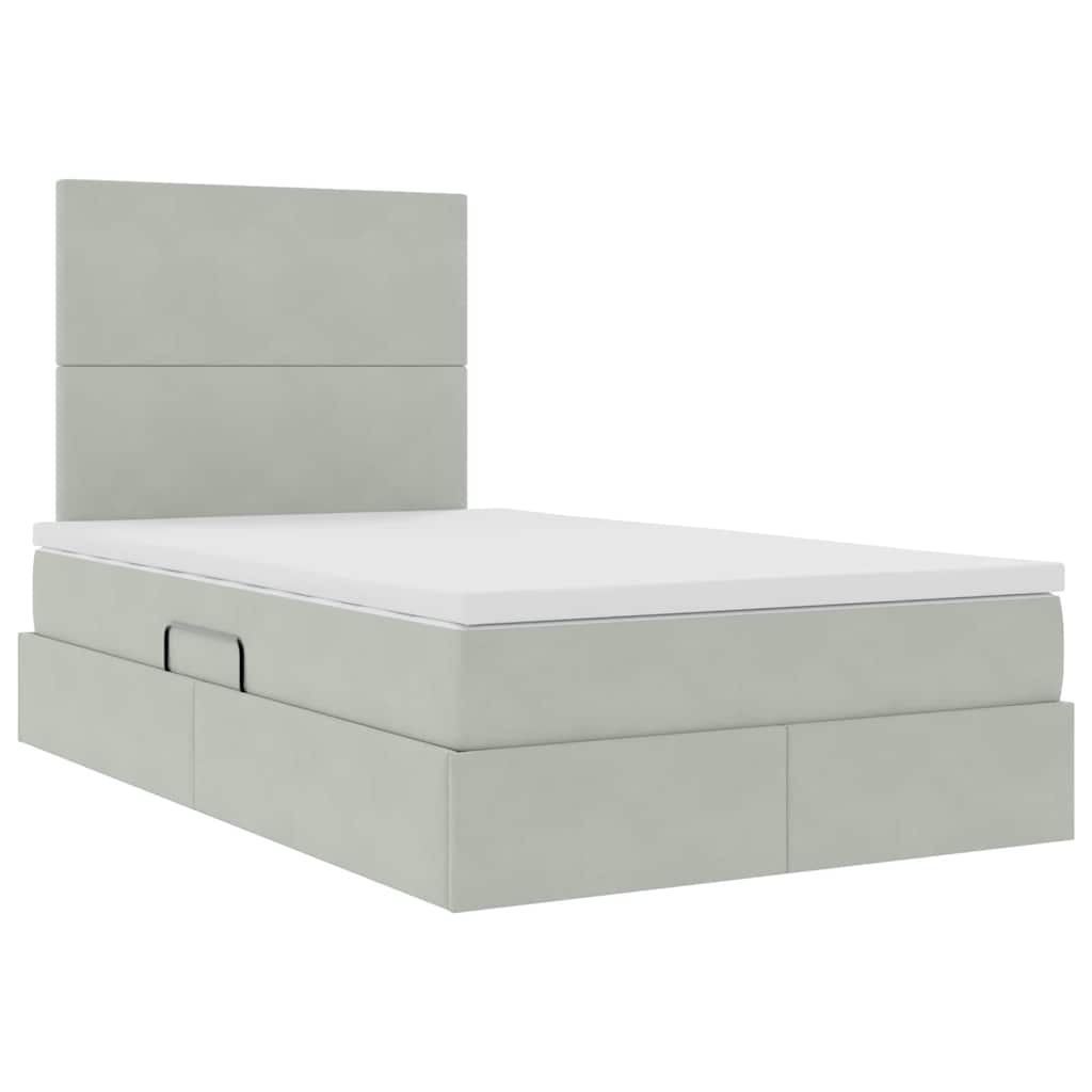 Letto con contenitore e materasso Grigio chiaro 120 x 200 cm