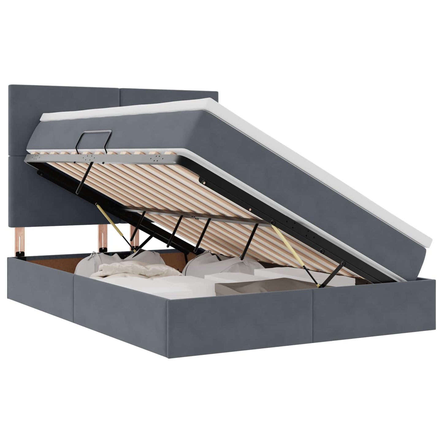 Letto con contenitore e materasso Grigio scuro 140 x 190 cm