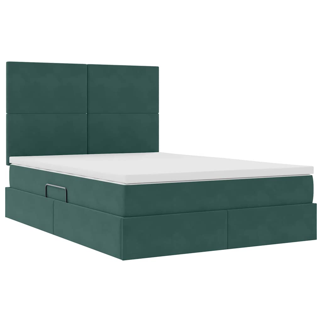 Letto con contenitore e materasso Verde Scuro 140 x 190 cm