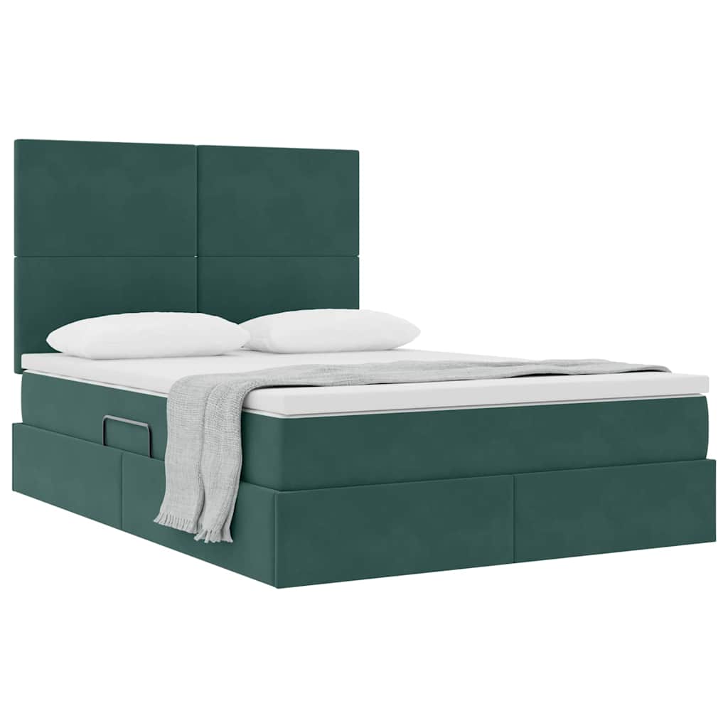 Letto con contenitore e materasso Verde Scuro 140 x 190 cm