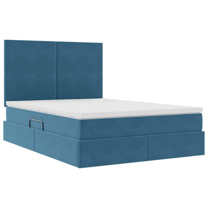 Letto con contenitore e materasso Blu Scuro 140 x 190 cm