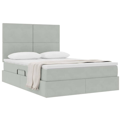 Letto con contenitore e materasso Grigio chiaro 140 x 200 cm