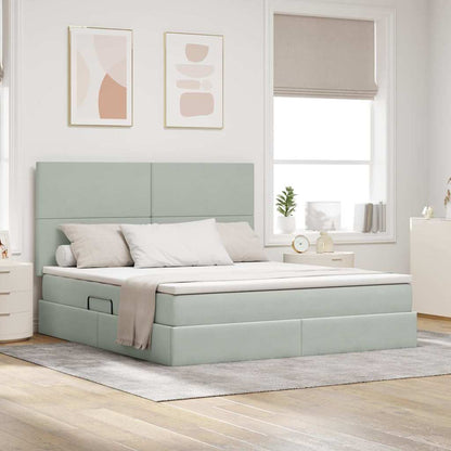 Letto con contenitore e materasso Grigio chiaro 160 x 200 cm