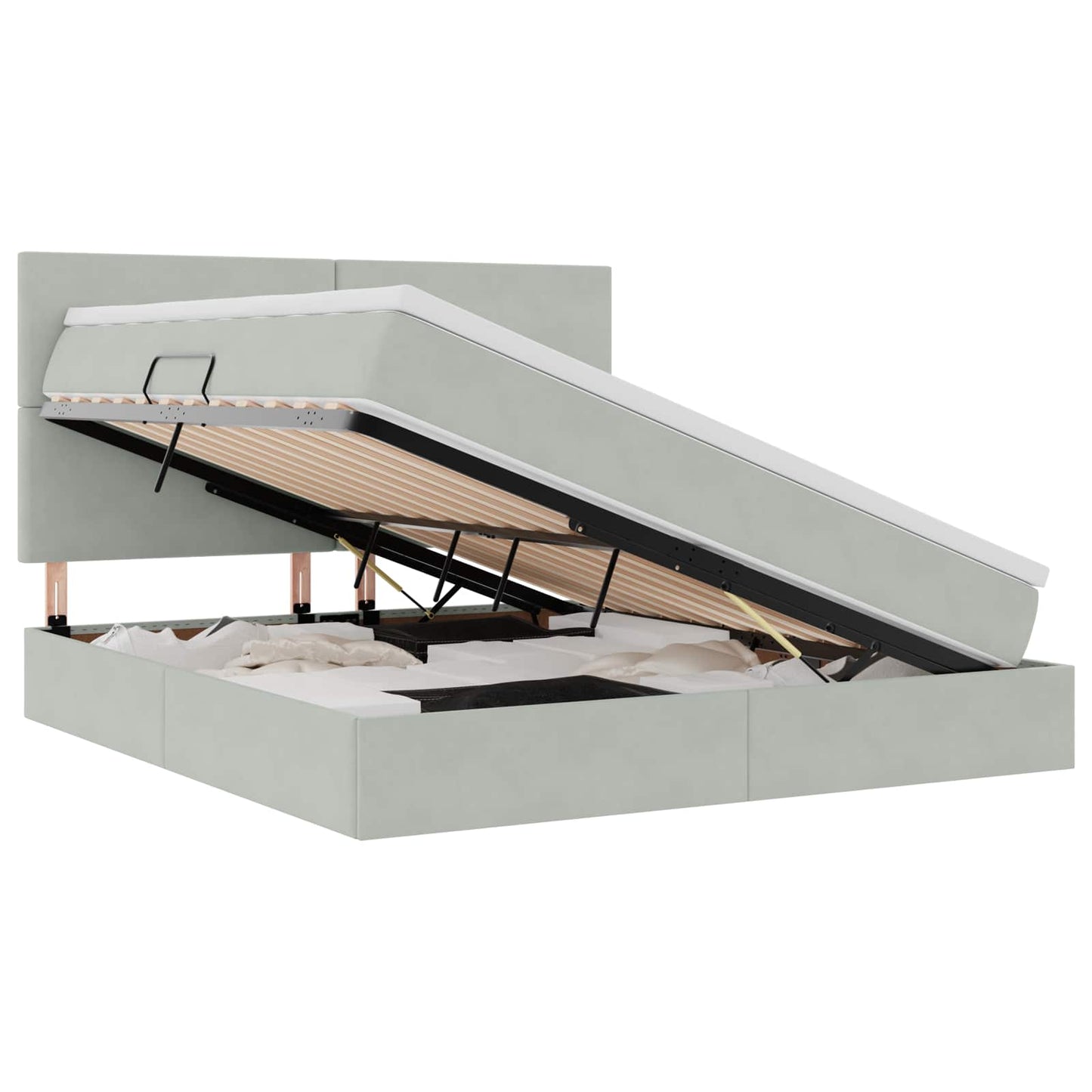 Letto con contenitore e materasso Grigio chiaro 160 x 200 cm