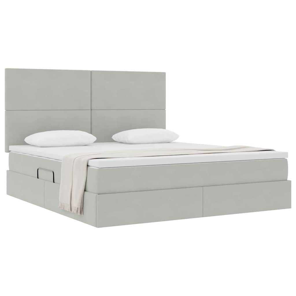 Letto con contenitore e materasso Grigio chiaro 160 x 200 cm