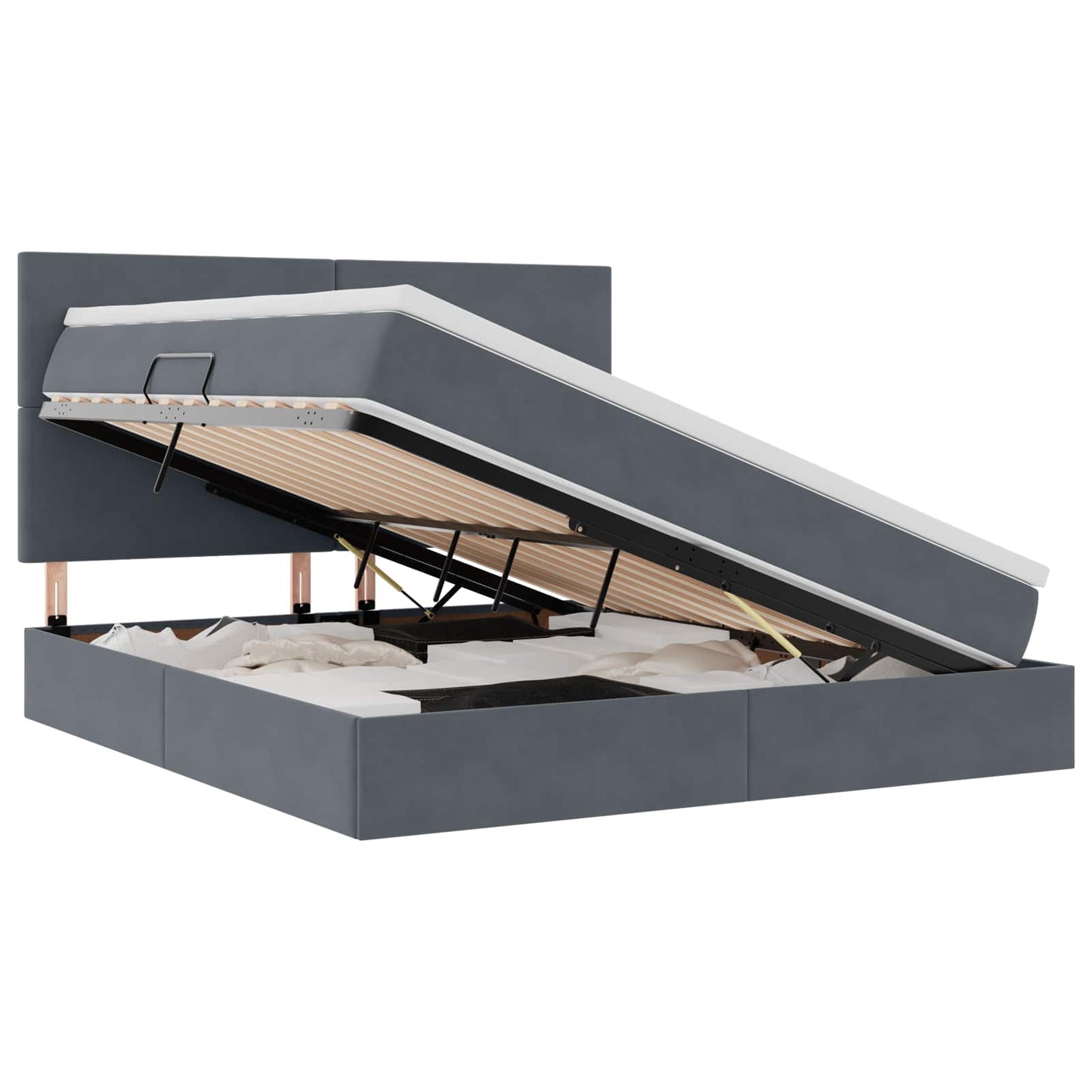 Letto con contenitore e materasso Grigio scuro 160 x 200 cm