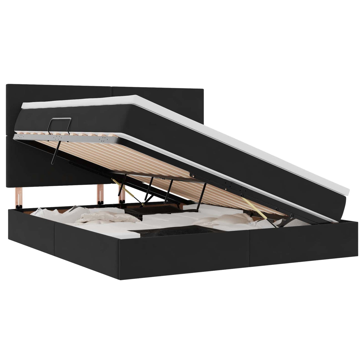 Letto con contenitore e materasso Nero 160 x 200 cm Velluto