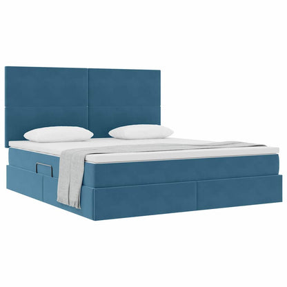 Letto con contenitore e materasso Blu Scuro 160 x 200 cm