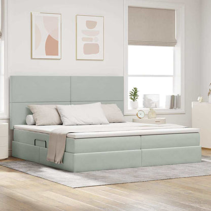 Letto con contenitore e materasso Grigio chiaro 200 x 200 cm