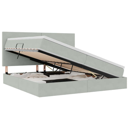 Letto con contenitore e materasso Grigio chiaro 200 x 200 cm