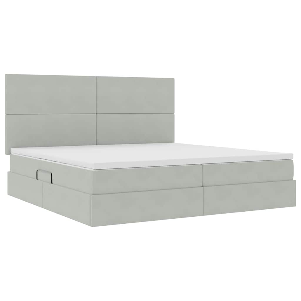 Letto con contenitore e materasso Grigio chiaro 200 x 200 cm
