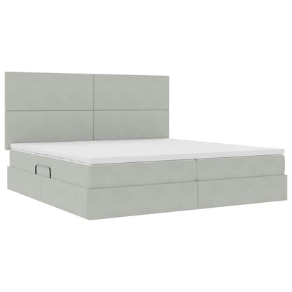 Letto con contenitore e materasso Grigio chiaro 200 x 200 cm