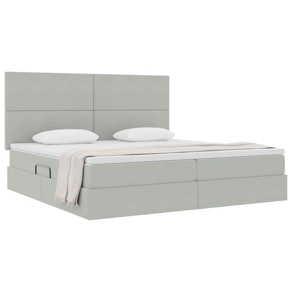 Letto con contenitore e materasso Grigio chiaro 200 x 200 cm
