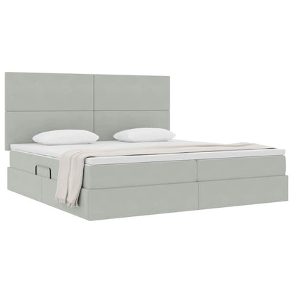 Letto con contenitore e materasso Grigio chiaro 200 x 200 cm