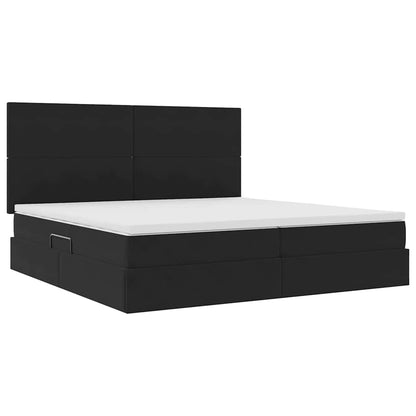 Letto con contenitore e materasso Nero 200 x 200 cm Velluto