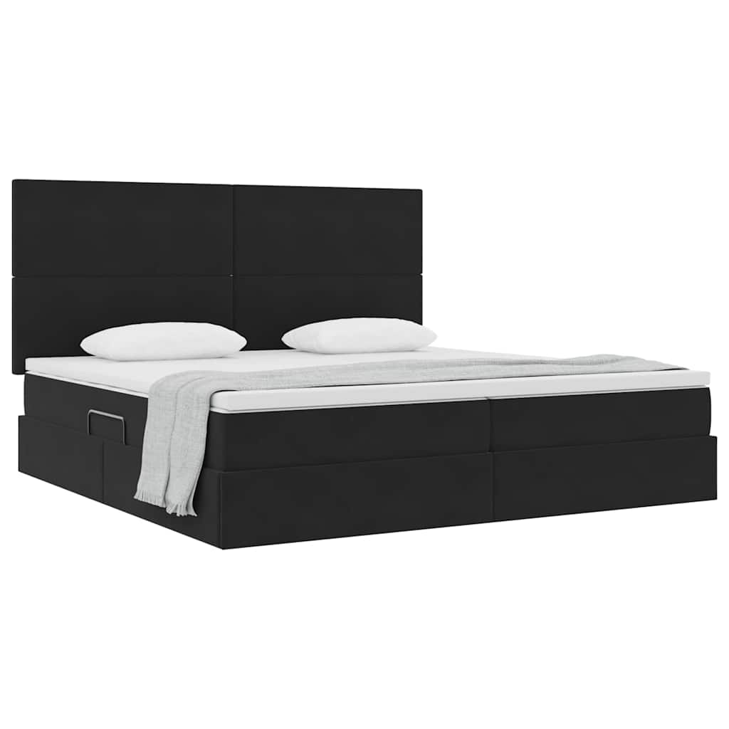 Letto con contenitore e materasso Nero 200 x 200 cm Velluto