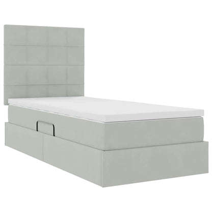 Letto con contenitore e materasso Grigio chiaro 90 x 190 cm