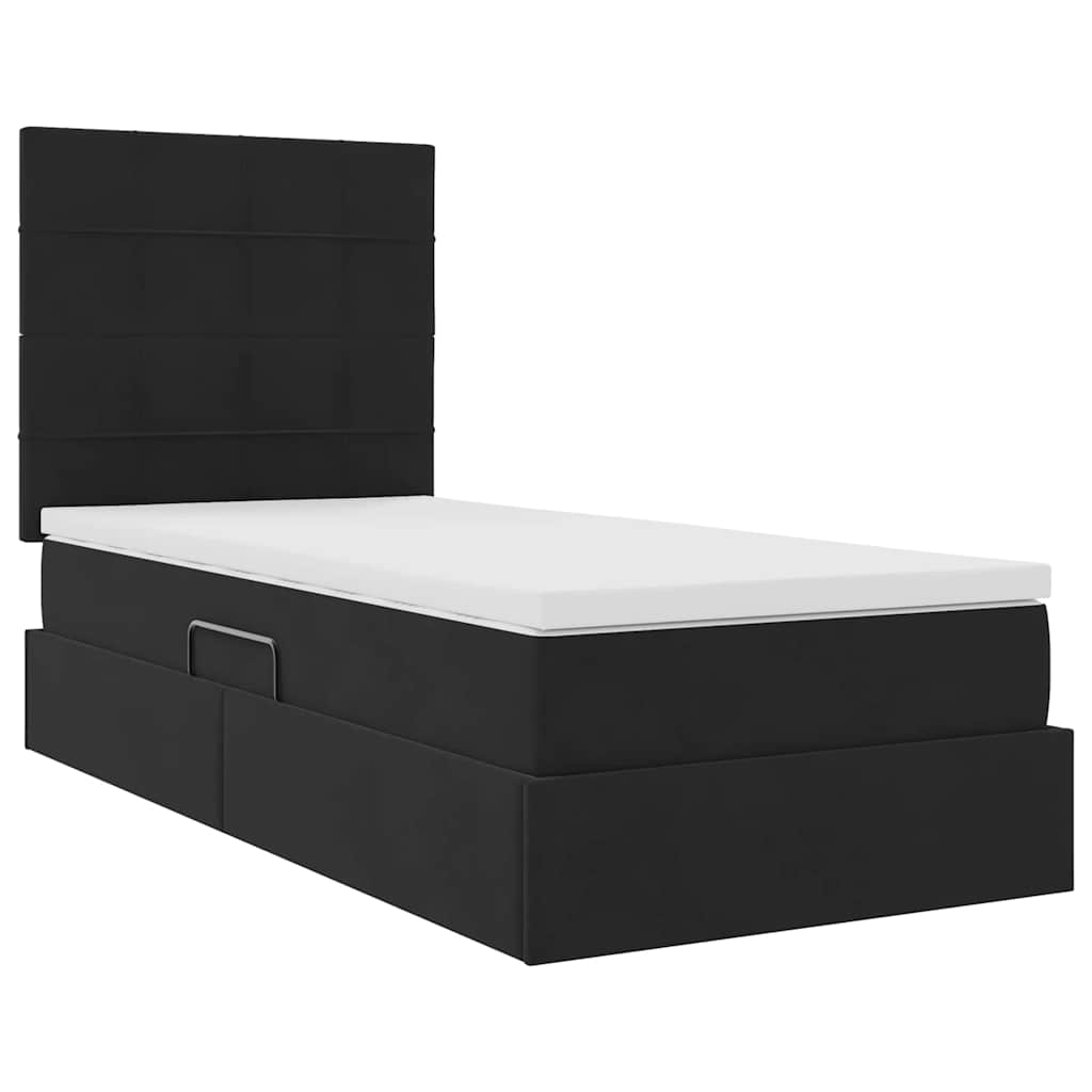 Letto con contenitore e materasso Nero 90 x 190 cm Velluto