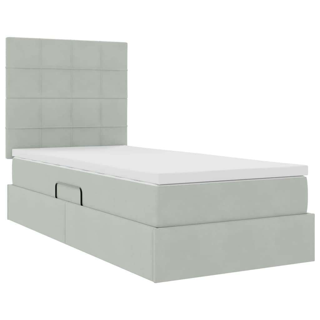 Letto con contenitore e materasso Grigio chiaro 90 x 200 cm