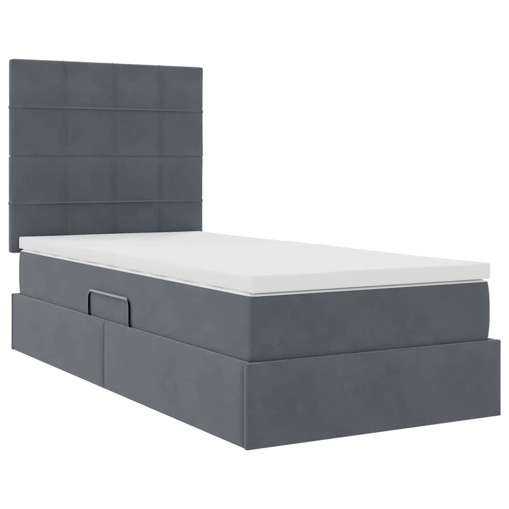 Letto con contenitore e materasso Grigio scuro 90 x 200 cm