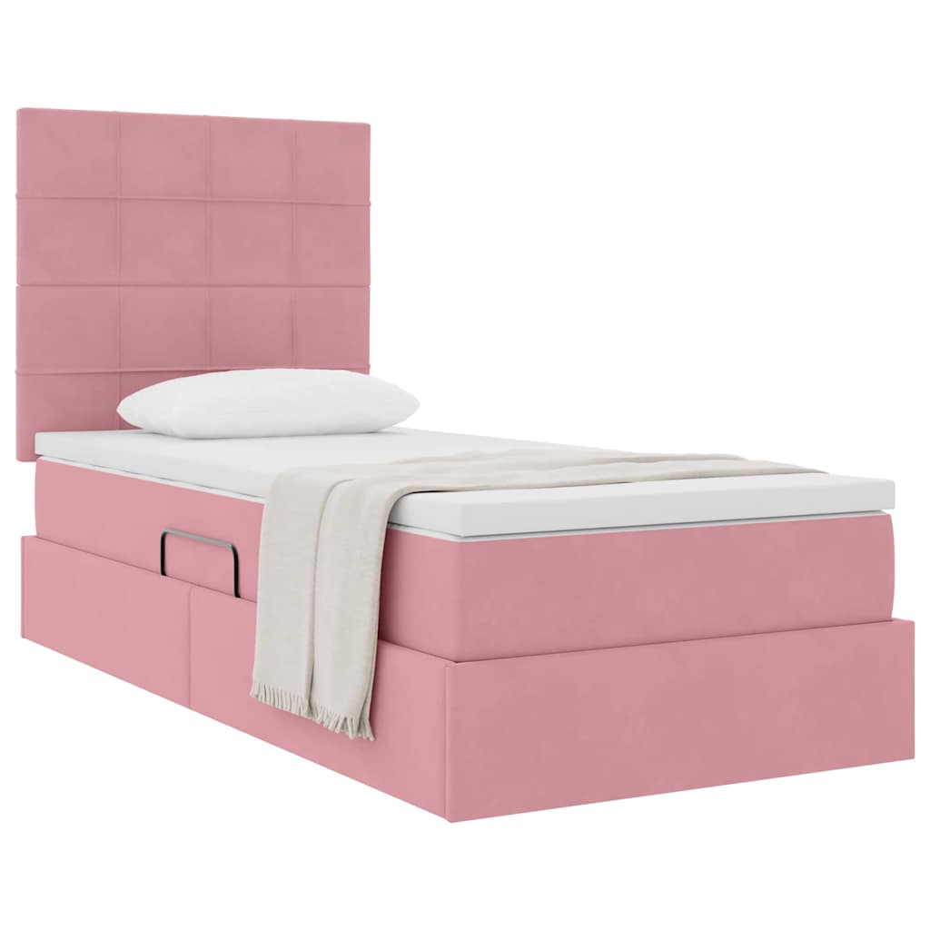 Letto con contenitore e materasso Rosa 100 x 200 cm Velluto