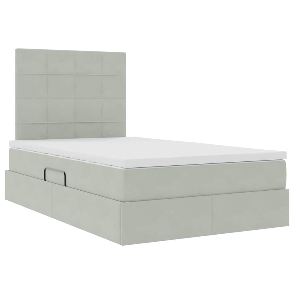 Letto con contenitore e materasso Grigio chiaro 120 x 190 cm