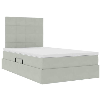 Letto con contenitore e materasso Grigio chiaro 120 x 190 cm