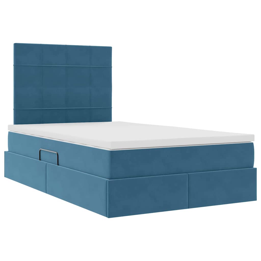 Letto con contenitore e materasso Blu 120 x 190 cm Velluto