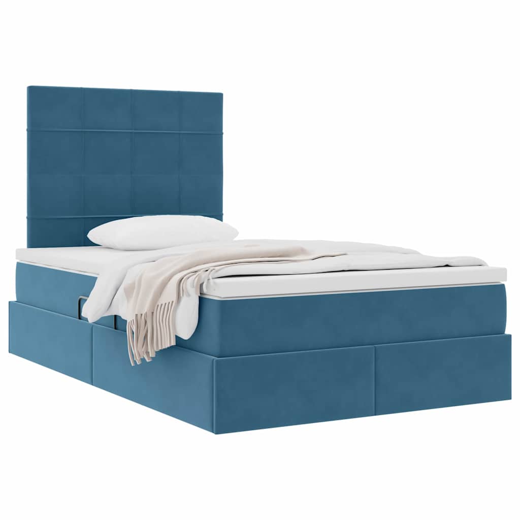 Letto con contenitore e materasso Blu 120 x 190 cm Velluto