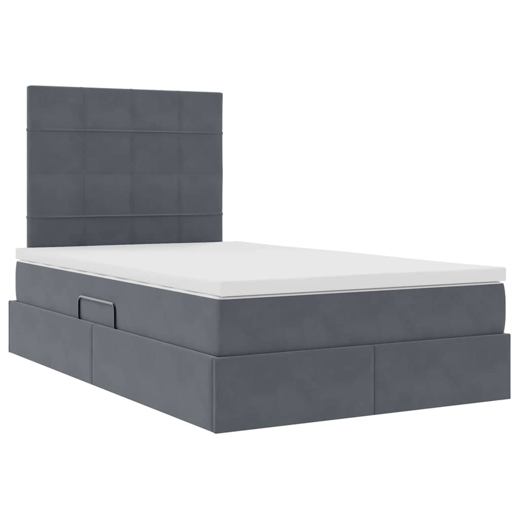 Letto con contenitore e materasso Grigio scuro 120 x 200 cm