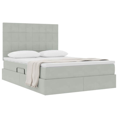 Letto con contenitore e materasso Grigio chiaro 140 x 190 cm