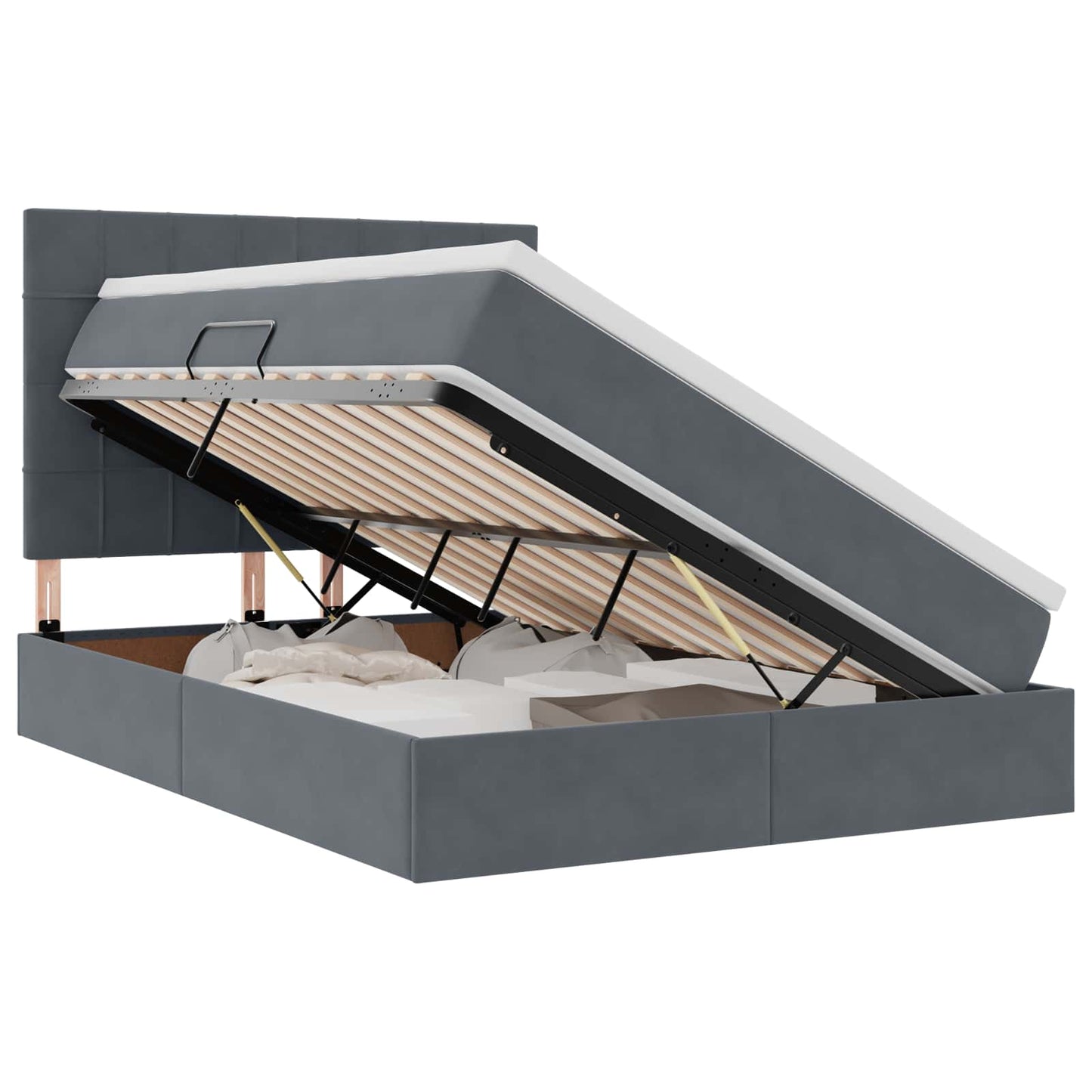Letto con contenitore e materasso Grigio scuro 140 x 190 cm