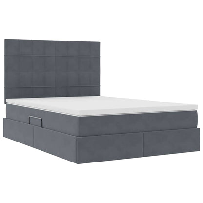 Letto con contenitore e materasso Grigio scuro 140 x 190 cm