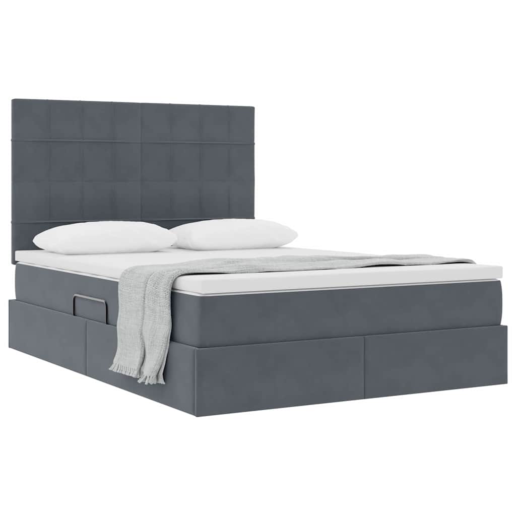 Letto con contenitore e materasso Grigio scuro 140 x 190 cm