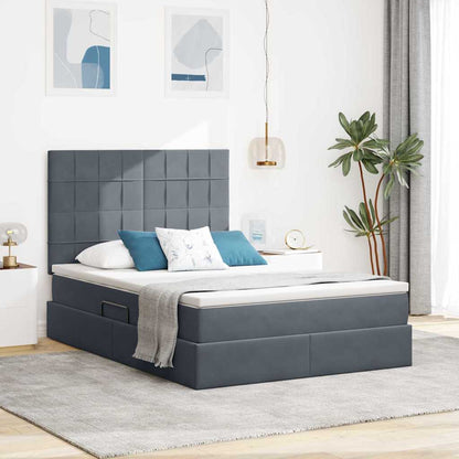 Letto con contenitore e materasso Grigio scuro 140 x 200 cm