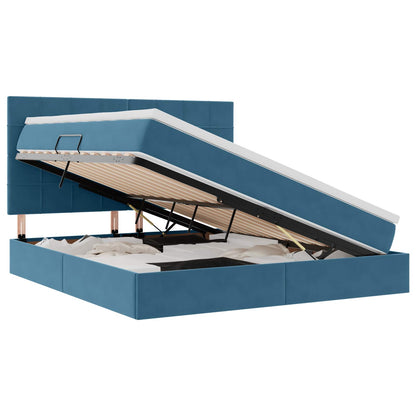 Letto con contenitore e materasso Blu Scuro 160 x 200 cm