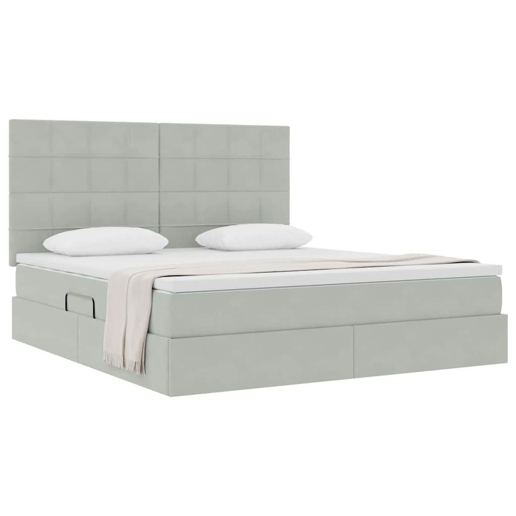 Letto con contenitore e materasso Grigio chiaro 180 x 200 cm