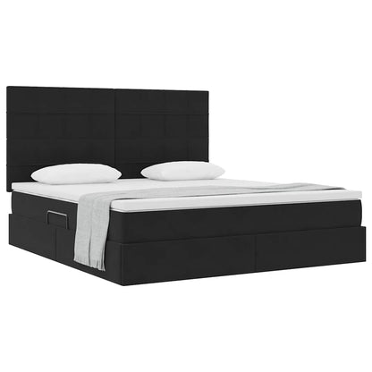 Letto con contenitore e materasso Nero 180 x 200 cm Velluto