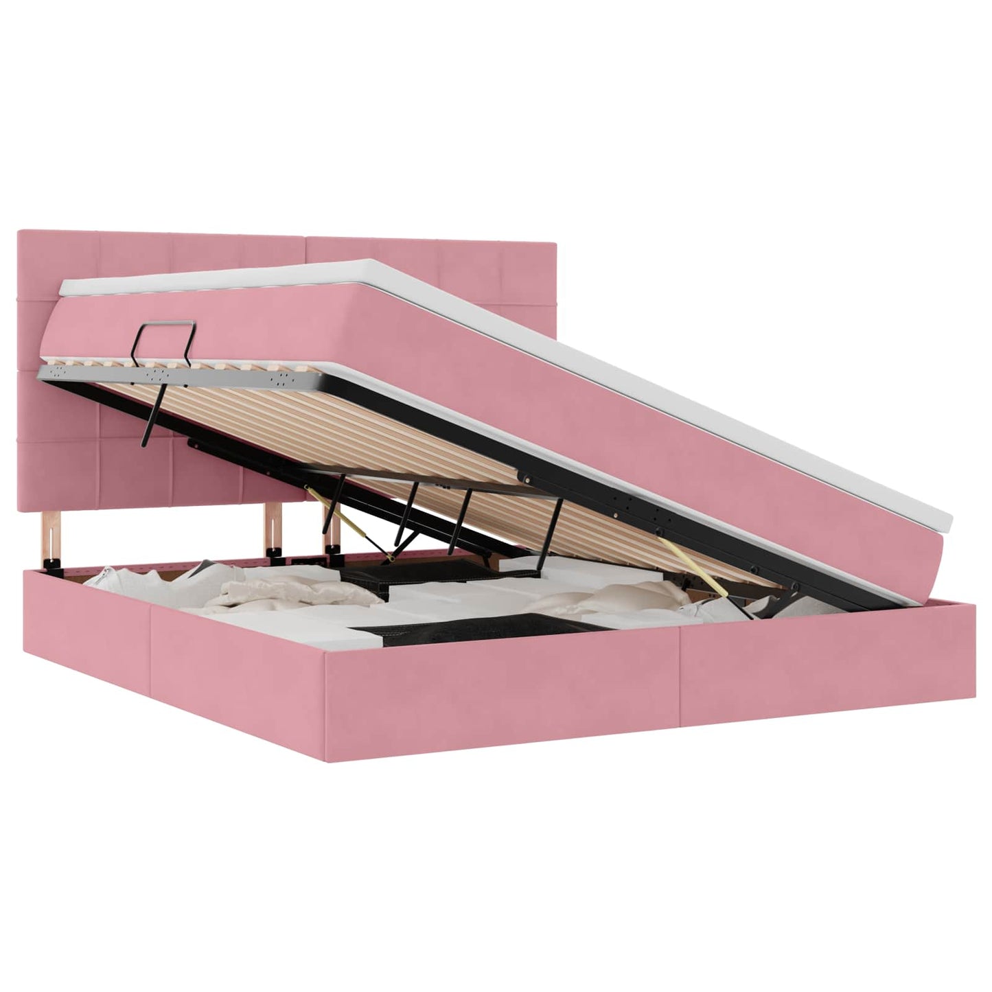 Letto con contenitore e materasso Rosa 180 x 200 cm Velluto