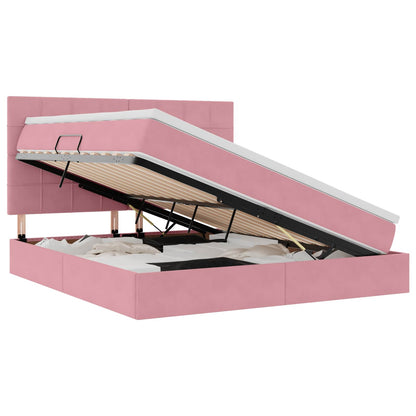 Letto con contenitore e materasso Rosa 180 x 200 cm Velluto