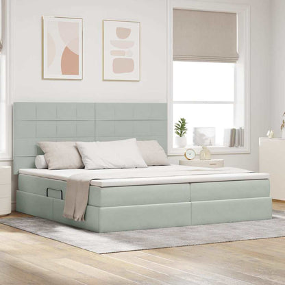 Letto con contenitore e materasso Grigio chiaro 200 x 200 cm