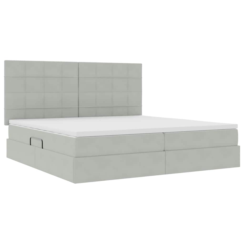 Letto con contenitore e materasso Grigio chiaro 200 x 200 cm