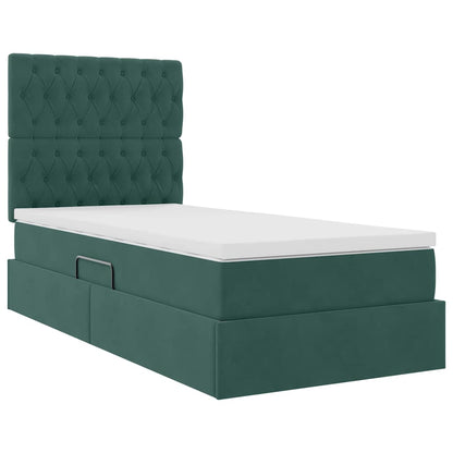 Letto con contenitore e materasso Verde Scuro 90 x 190 cm